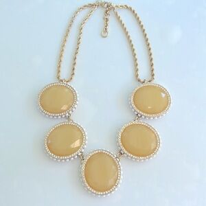 Banana Republic Signed Chunky Pale Yellow Acrylic Stone Statement Necklace
